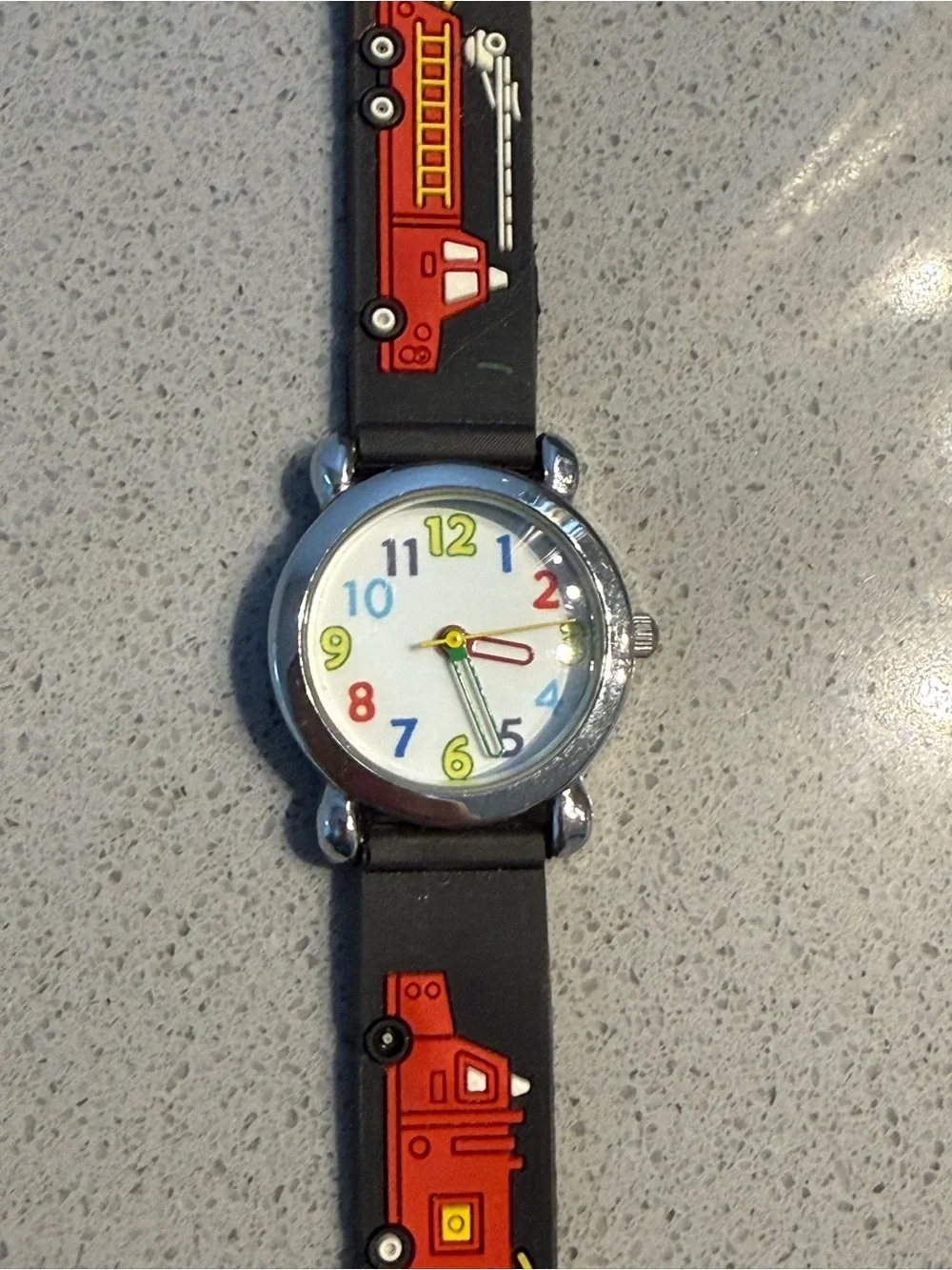 Kids Black Fire Truck Watch with Colorful Dial